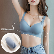 Traceless underwear women's small corset gathered without steel ring latex anti-sagging breast bra 2021 summer thin