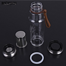 Portable plastic water cup with filter screen to make tea space Cup with rope for students to fall resistant to drop cup tea water separation