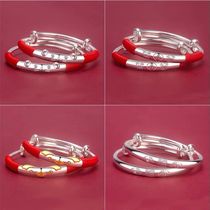 Lao Feng Xiangyun s999 sterling silver bracelet baby male and female full moon year-old thousand foot child baby child gift