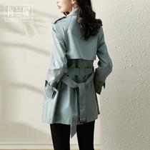 Spring dress 2022 new popular trench coat womens long small fashion waist slim lace-up English coat