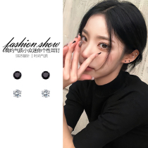 Black Temperament Earrings Female Sterling Silver Niche Design High-end Earrings Simple Versatile Unique Unique Small and Delicate Earrings