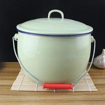Enamel lifting pot soup bucket rice drum rice drum pig oil drum with lid basin enamel soup pot test bucket cooking pot hand hanging pot
