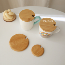 With spoon hole single sale cup lid universal accessories wooden bamboo wood environmental protection mug glass cup cup lid