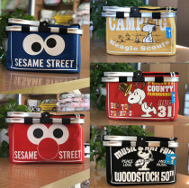 Japanese cartoon Snoopy folding outdoor insulation picnic basket Sesame Street portable basket Ice bag storage bag cold bag