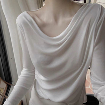 White long sleeve T-shirt womens early autumn 2021 new design sense niche shoulder slim thin inner top