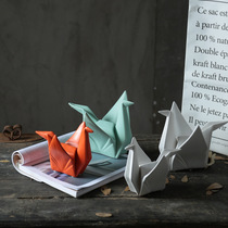 Ceramic paper crane geometric ornaments creative home living room TV Cabinet Office craft decorations