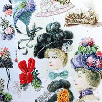 Engraved vintage retro paper Photo Background Paper illustration 1897 hat ornaments 4 A4