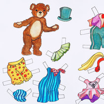 Little brown bear Little bear cute retro paper doll dressup paper doll paper doll dressup