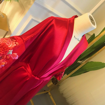 Sakura dream wedding custom Chinese morning gown robe high silk Ice Silk embroidery long Chinese style bride bathrobe