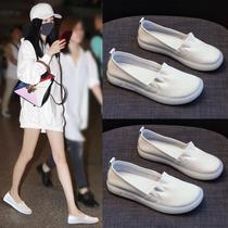 MAROLIO fashion Bo main push ~ small white shoes female summer flat breathable pregnant women soft bottom Lefu nurse single shoes