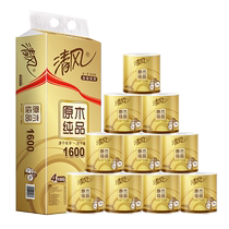 Qingfeng 160g gold log pure product 4 layer roll paper toilet paper roll 10 rolls * 6 B20A6J