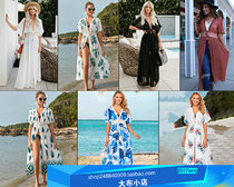 2020 new bamboo joint lace lace print beach smock sexy cardigan seaside resort bikini blouse