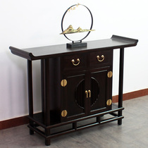 Modern New Chinese Style Door Hall Xuanguan Cabinet Solid Wood Table End Jingtai Old Elm Wood Meditation Partition Cabinet Black Walnuts Teething Cabinet