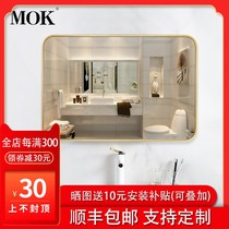 Nordic stainless steel bathroom mirror toilet mirror wall brass gold toilet bathroom mirror decorative mirror