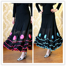 Modern dance professional dance skirt modern dance dress square dance dress bullfight dance performance dress big three-layer dress lace dress