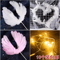 10 sets of angel wings feather wire love net red feather hair strip cake decoration plug-in