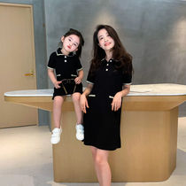 Pro-sub-dress dress Summer Fashion new foreign air female dress Small fragrant wind POLO collar College Wind dress Children