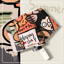 Automatic Umbrella Womens Sunshine and Rain Dual Folding parasol Summer Sunshade Anti-ultraviolet Cartoon Umbrella Men