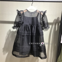 Korean childrens clothing girls foreign style lace lace mesh dress 2021 summer new childrens dress Princess dress
