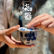 Hand-painted bowl ceramic three talent bowl kung fu tea set blue and white porcelain cover bowl three Cup commercial household Chinese tea