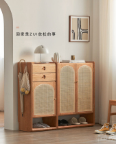 Japanese-style solid wood shoe cabinet home door large capacity storage dustproof porch cabinet Nordic modern simple locker