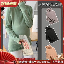 Pregnant women base shirt high collar warm maternity wear autumn and winter clothing 2021 New de Velvet knitted sweater bottoming sweater