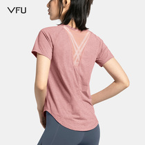 VFU yoga dress women loose running blouse fitness short sleeve T-shirt mesh breathable large size sports top summer