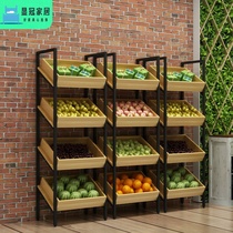 Fruit shelf display shelf Supermarket fruit shop fruit and vegetable rack Vegetable creative multi-layer fruit shop steel wood shelf