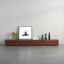 Solid wood TV cabinet Nordic minimalist modern day style small family living room Black walnuts white oak TV floor cabinet