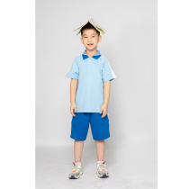 Chenyu school uniform Dongguan Dongcheng Central Primary School Xia Yun school uniform students blue short-sleeved dark blue shorts