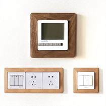 Switch frame cover high-end Nordic style solid wood switch socket protective cover decorative frame protective cover anti-dirt and self-adhesive