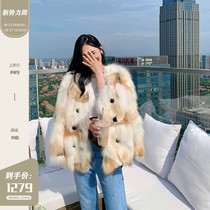 MZ home 2021 autumn and winter imported fox fur coat fur coat women young fashion temperament double breasted loose