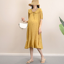 ◆Mrs Zhuo maternity dress◆Gentle wind maternity dress Summer dress small fresh floral loose pleated Chiffon skirt