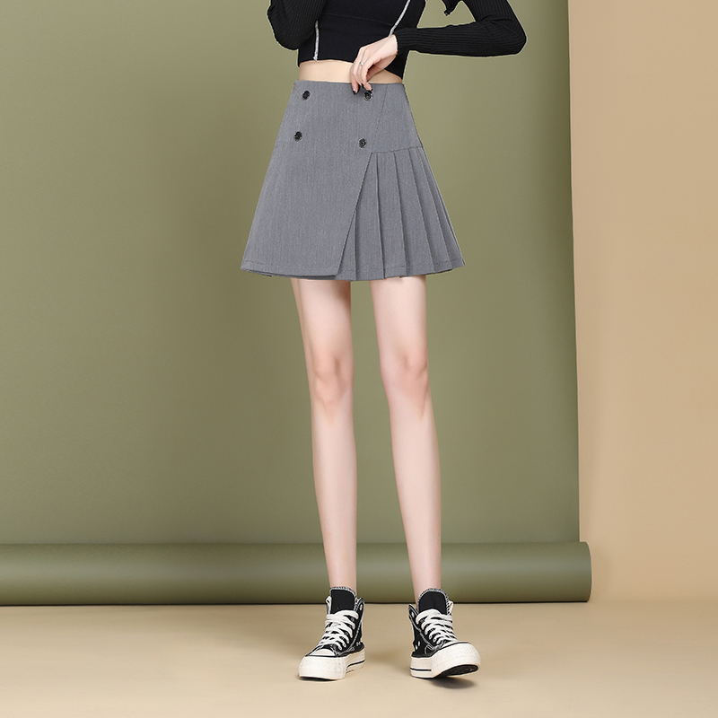100 pleated skirt women 2021 spring new a-word skirt black temperament high-waisted short skirt professional bag hip skirt tide