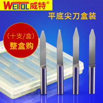 Witt tungsten steel 3 175 flat-bottomed sharp knife taper knife relief engraving knife CNC computer engraving machine tool box