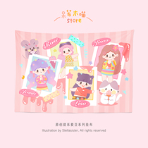 Stay if Wood Meow Original Blackpink pink cute cartoon background wall hanging cloth dormitory hanging painting