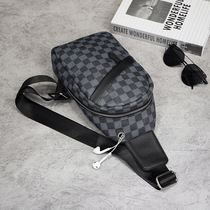 Net Red Hominin Chest Bag Mentally Social Small Guy Twill Satchel Single Shoulder Plaid Casual Little Backpack Bag