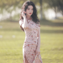 French bone erosion 2021 new Cheongsam Republic of China style girl young modified version of the daily waist summer dress