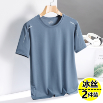 Ice sense t-shirt mens half-sleeve summer loose middle-aged and elderly dad 2021 new summer ice silk quick-drying short-sleeved