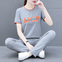 Sports Suit Women Pure Cotton 2022 Summer New Thin models Mom Fashion casual wear Big code Small two sets