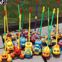 Childrens trolley toy one year old baby walker little boy girl hand push plane push music Bell blink eyes