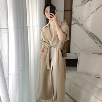 Cui Aunt Cui custom walking hanger profile long 2021 new two-color splicing windbreaker coat women spring and autumn