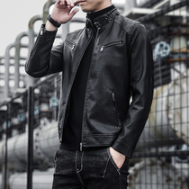 Mens leather clothing spring and autumn thin spring coat Korean fashion handsome jacket casual PU leather jacket men