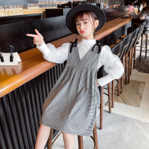  Girls  autumn dresses 2021 new Western style childrens girls long-sleeved mid-size childrens spring and autumn plaid princess skirt
