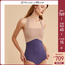 visual mood Canada retro sexy swimming belly thin neck hot spring one-piece swimsuit women