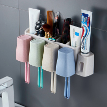 Toilet toothbrush shelf-free punch brushing mouthwash mug hanging wall Cup tooth cylinder dental gear wall-mounted set
