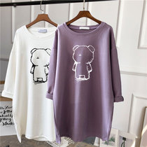 Pure cotton long sleeve t-shirt female blouse with large code loose Korean version of the womans undershirt for a pregnant womans spring and autumn clothes