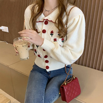 Soft milk wind cardigan sweater coat womens autumn and winter 2021 New Korean loose wear short sweater top