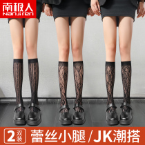 Calf stocking female lace lace black Lorita midbarrel silk stockings Summer thin half-cut socks jk pure desire white silk