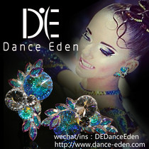 Dance Eden Piao Diamond AB color bride jewelry professional national standard Latin modern Dance earrings ear clip ear pin